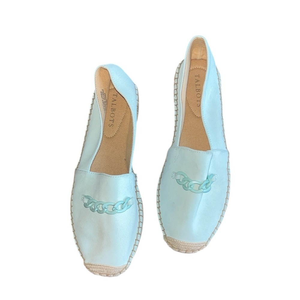 Talbots Women’s Hadley Chained Suede Espadrilles Size 8.5 Platform Mint Green - Picture 2 of 7